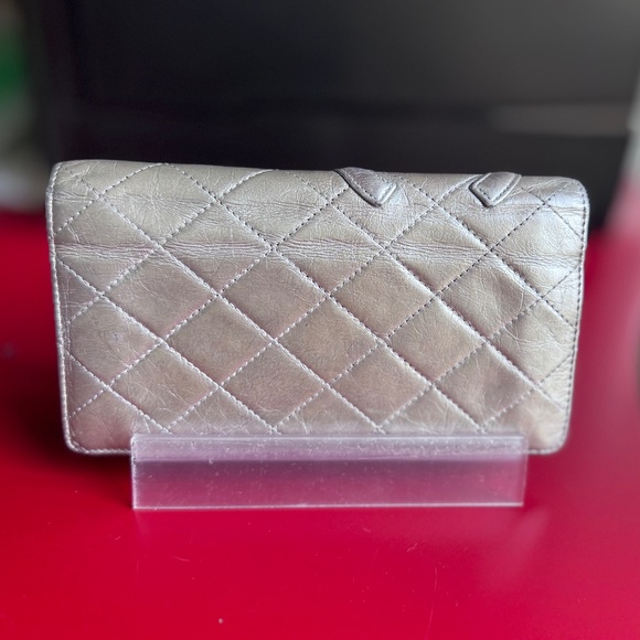 CHANEL Cambon Quilted Metallic Silver Long Bifold Wallet w/ COA in EUC - Picture 14 of 15